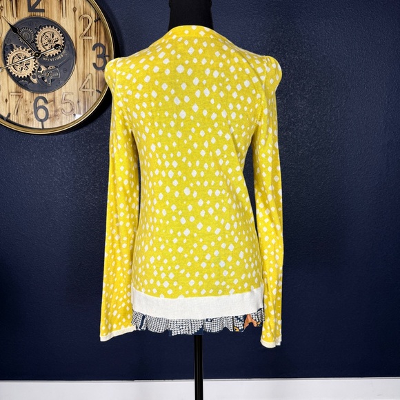 Leifsdottir Vintage Anthropologie Yellow and White Dot Cardigan | Size Small - Picture 4 of 9